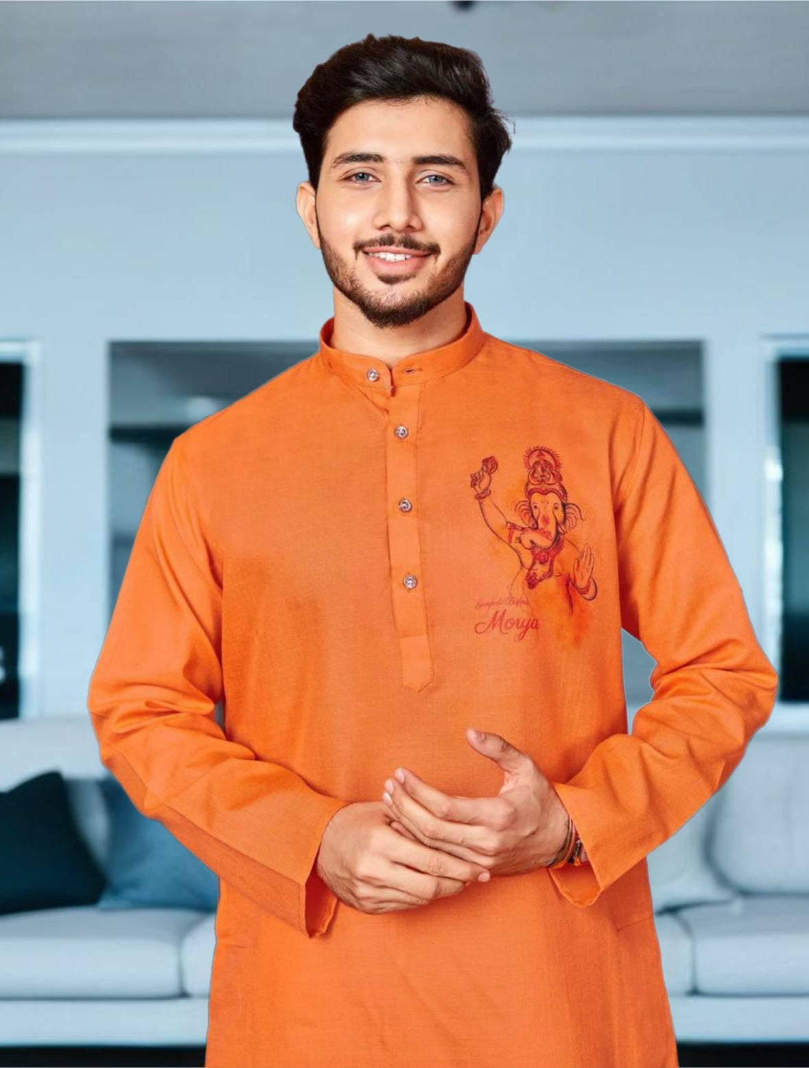 Ganpati Printed Kurta Pajama for Men