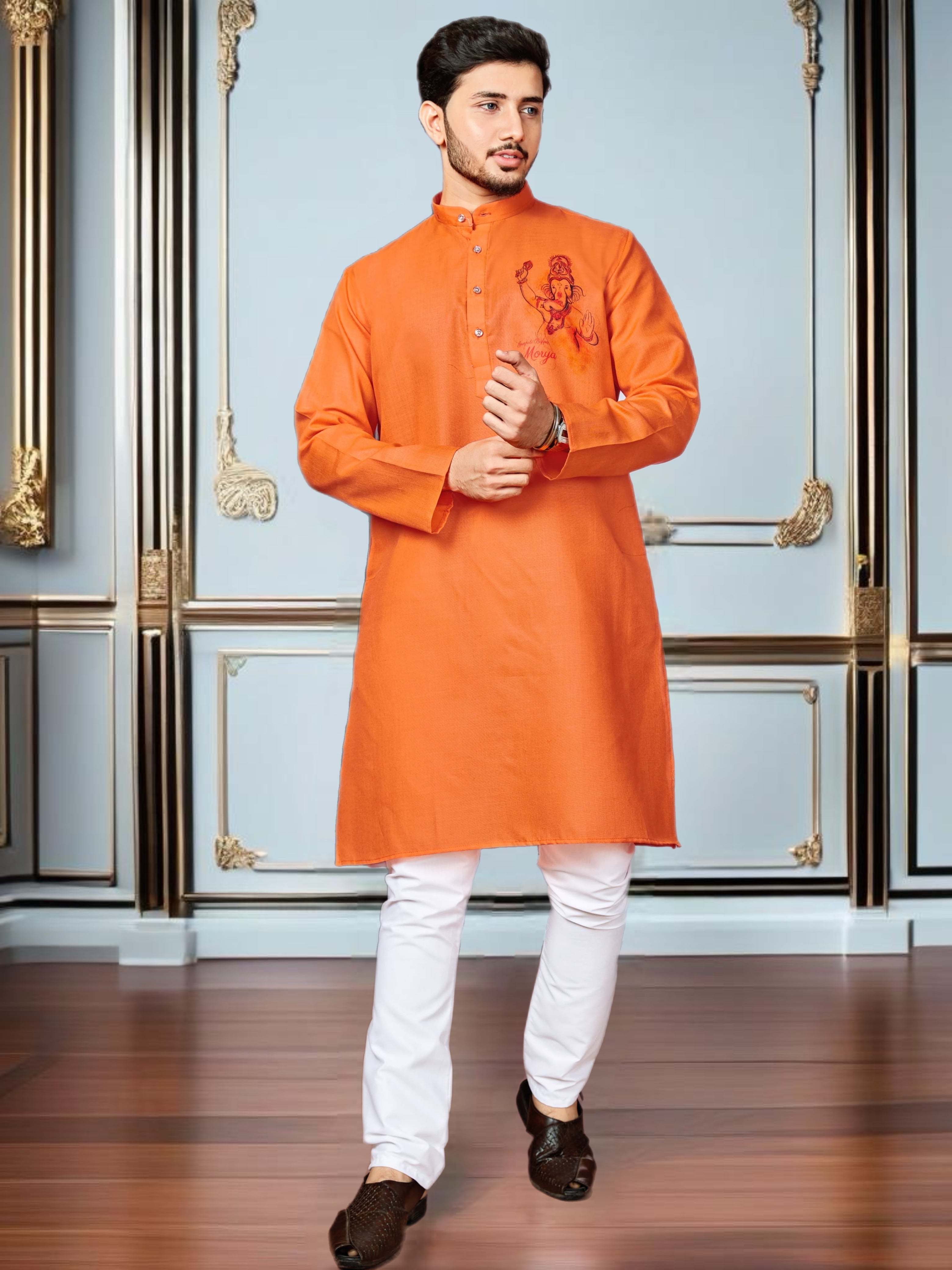 Ganpati Printed Kurta Pajama for Men